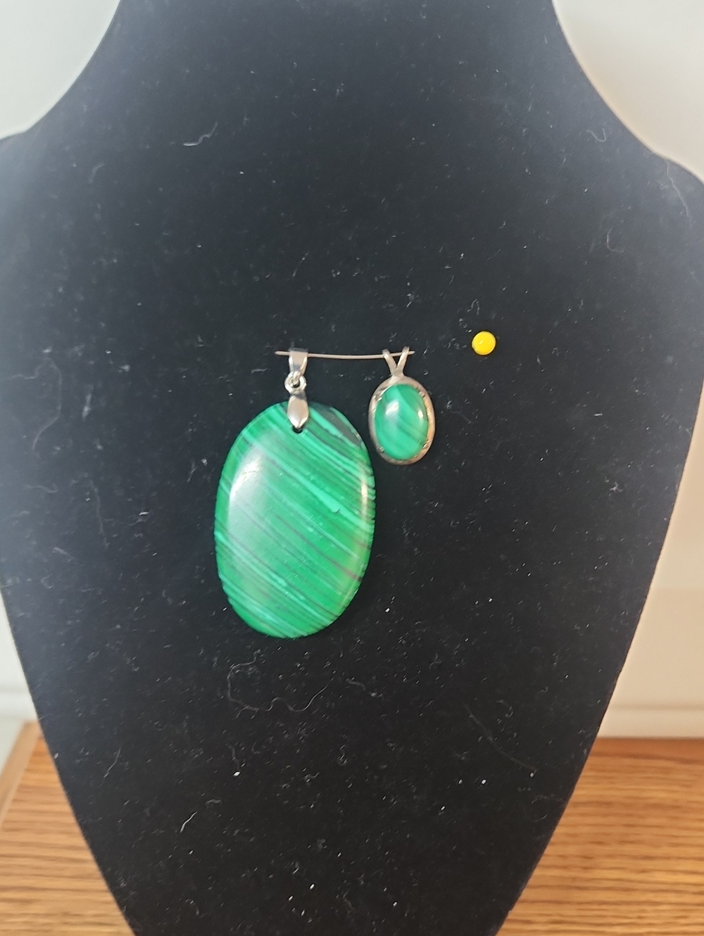 Silver Malachite Pendants Set